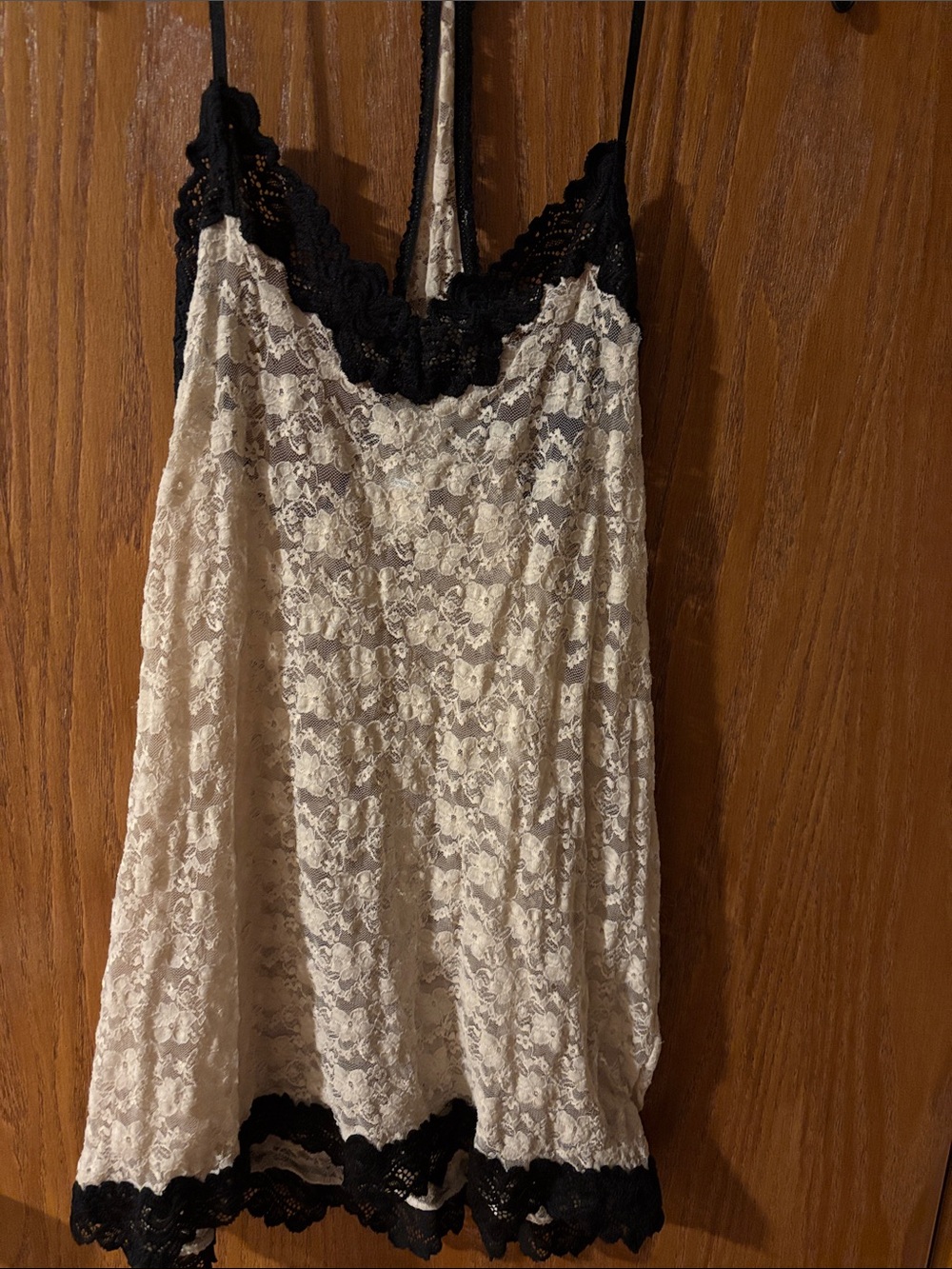 In Bloom Cream Lace Chemise with Black Lace Trim